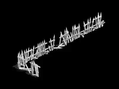 Broken - Wood Fence 01 3D model