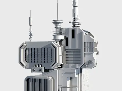 10 Scifi Bulding  More Then 30 Props Low-poly 3D model