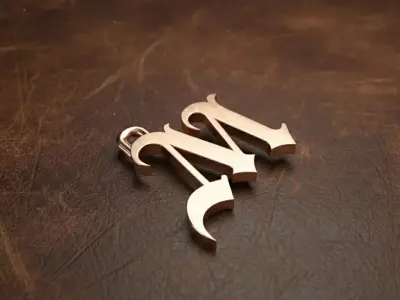 Gothic Letter M Pendant 3D print model
