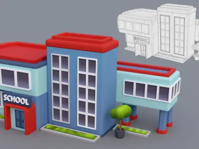 30 Low-Poly Urban Buildings Collection Low-poly 3D model