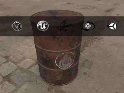 Rusty Barrel Oil Style Low-poly 3D model