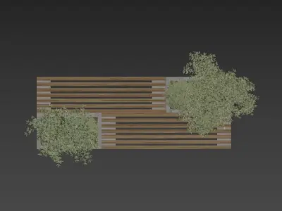 Concrete Flowerpot with Bench  exterior public space street 3D model