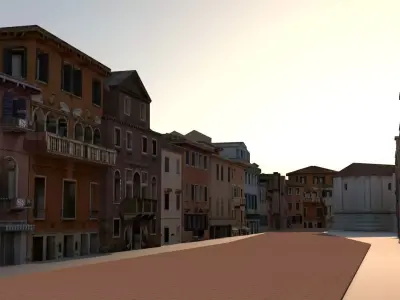 3d building game ready set 2 empty street in venice Low-poly 3D model