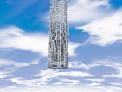 Tower skyscraper in middle of ocean Free 3D model