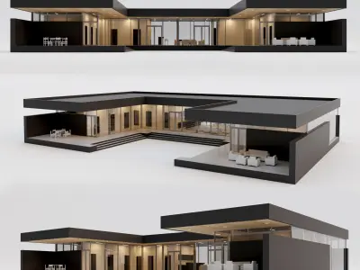 Villa house Collection 4 models 3D Model Pack