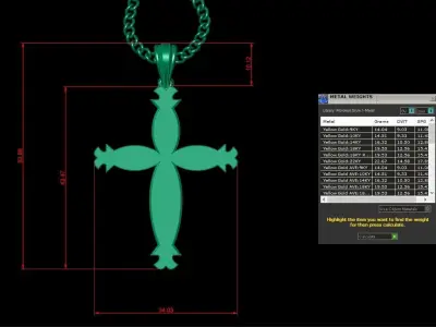 Light Gold 18K Cross Pendant 1CP066 3D print model