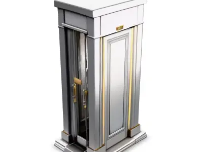 Modern Silver and Gold Elevator Low-poly 3D model