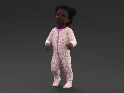  Little Dark Skin Girl in Full Bodysuit Rigged for Maya 
