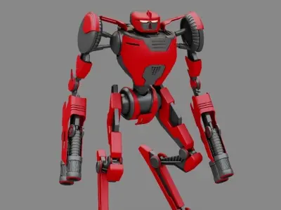 Combat Android rigged- animated character 3D model