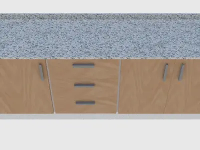 Cabinet 5 - Game Ready bathroom with granite counter top Low-poly 3D model