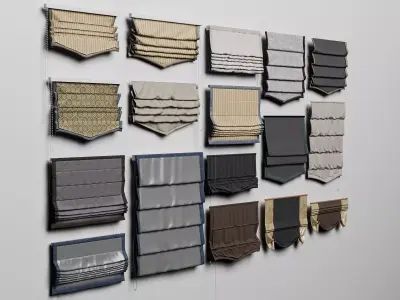 Roman Shades Blinds Collection Pack 3D Models Low-poly 3D model