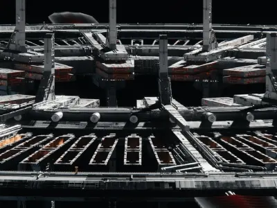 Sci-Fi Orbital Array Space Station - High Poly C4D Octane 3D model