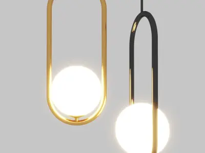 Modern small glass ceiling light Low-poly 3D model