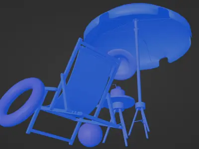 Tropical Summer Scene 3D Asset Kit 3D model