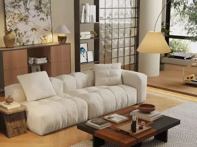 modern wabi-sabi style living room 3D model