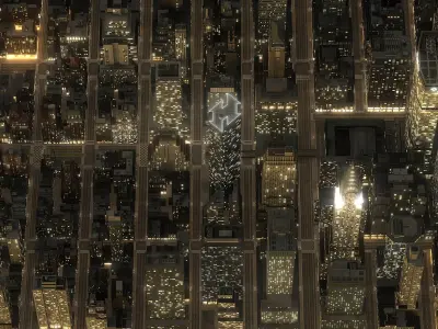  Manhattan District Night block01 Low Poly 