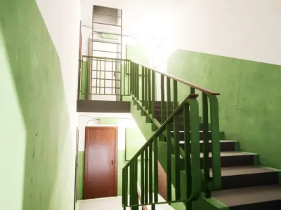 Soviet Modular Building Facade Interior Low-poly 3D model