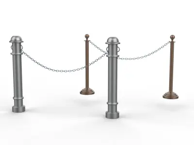 chain barrier stand Low-poly 3D model