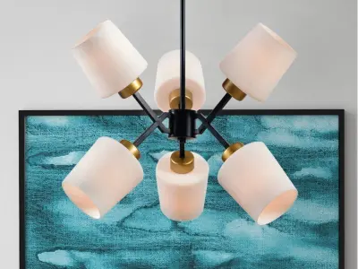 Duncanson 6-Light Sputnik Modern Linear Chandelier 3D model