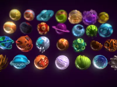 Cartoon Solar System2 Low-poly 3D model