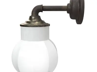 Opaline Glass Porcelain Industrial Wall Lamp PBR 3D model