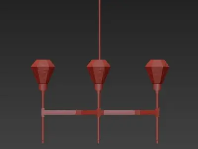 HEDRA modern brass chandelier with glass shades 3D model