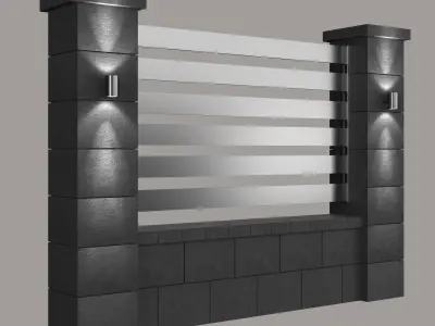 Modern black fence 3D model