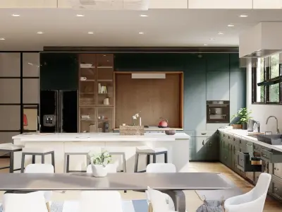 Open Velvet Green Kitchen Model Free 3D print model