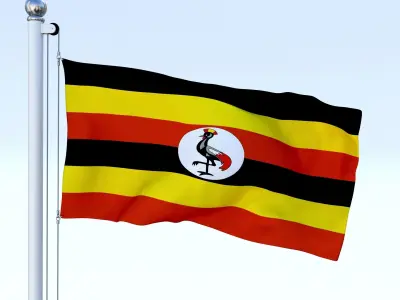 Animated Uganda Flag Low-poly 3D model