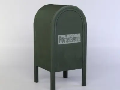 Green post box Low-poly 3D model