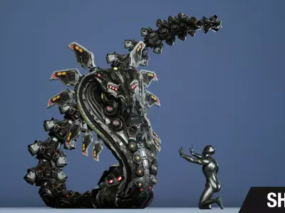 Sci-Fi Snake Low-poly 3D model