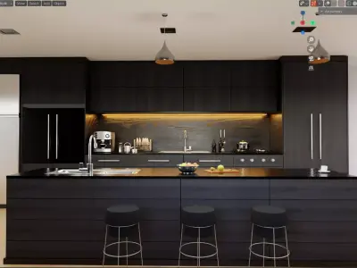 blender modern kitchen 3D model