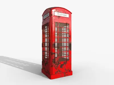 Telephone Booth Low-poly 3D model shop