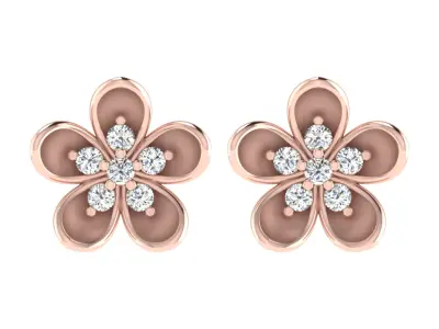 Light Weight Rose Gold Diamond Earring  -DDS TP 201 3D print model