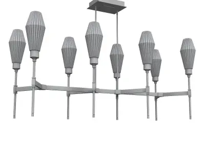 AALTO six light chandelier with glass shades 3D model