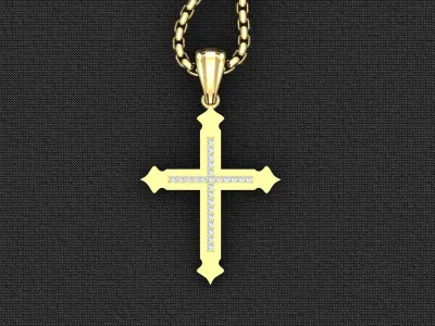 High Cross Pendant Light Gold 18K 3CP098 3D model