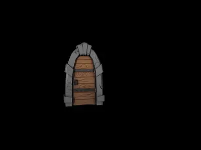 Stylized Door Low-poly 3D model