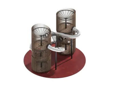 Playground 7 metal structure with two tubes 3D model