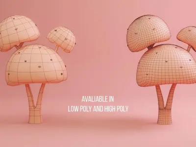 Stylized tree pack Low-poly 3D model