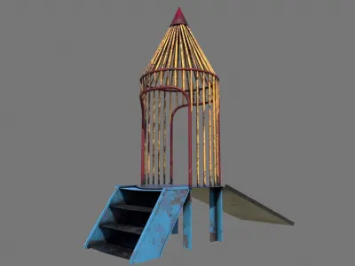 Old Rocket Slide Low-poly 3D model