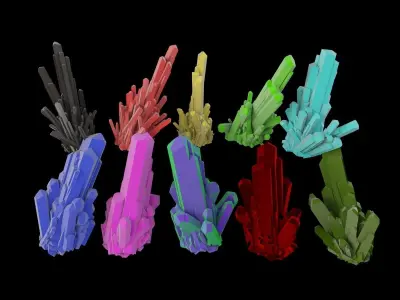 Crystal Quartz Mineral Pack 2 Low-poly 3D model 3D model