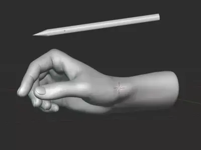 Artist Mannequin Hand Holding Pencil 3D model
