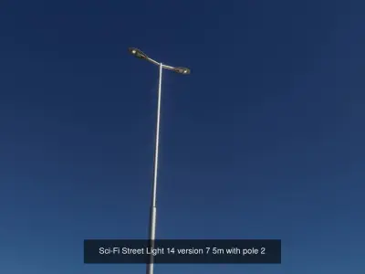 Sci-Fi Street Light 14 with pole 2 3D Model Pack
