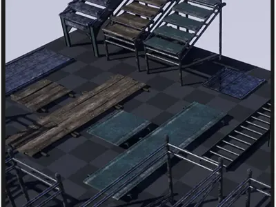 Scaffold Pack  Prop Package Low-poly 3D model