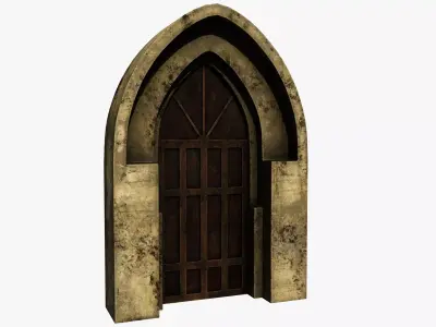Medieval Door  Low-poly 3D model 10