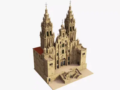 Facade of Obradoiro Santiago de Compostela Cathedral 3D model