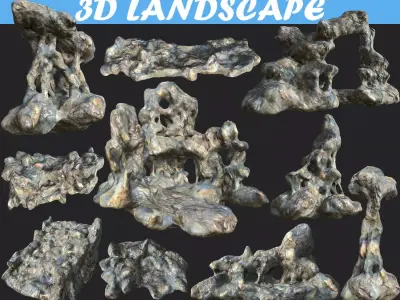 Low poly Fantasy Cave 01 Low-poly 3D model