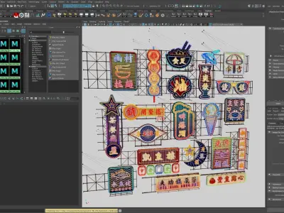Hong Kong Neon Sign V05 Bundle 3D model