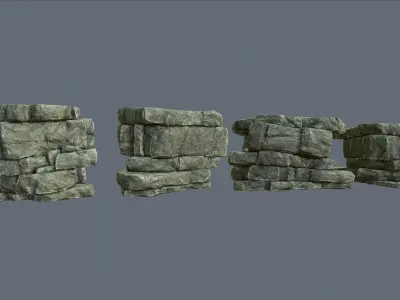 Game Ready PBR Stone Cliff Low-poly 3D model