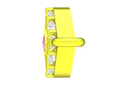 Delicate Chain Style Gold Ring with Pink Gemstone for Women 6487 3D print model